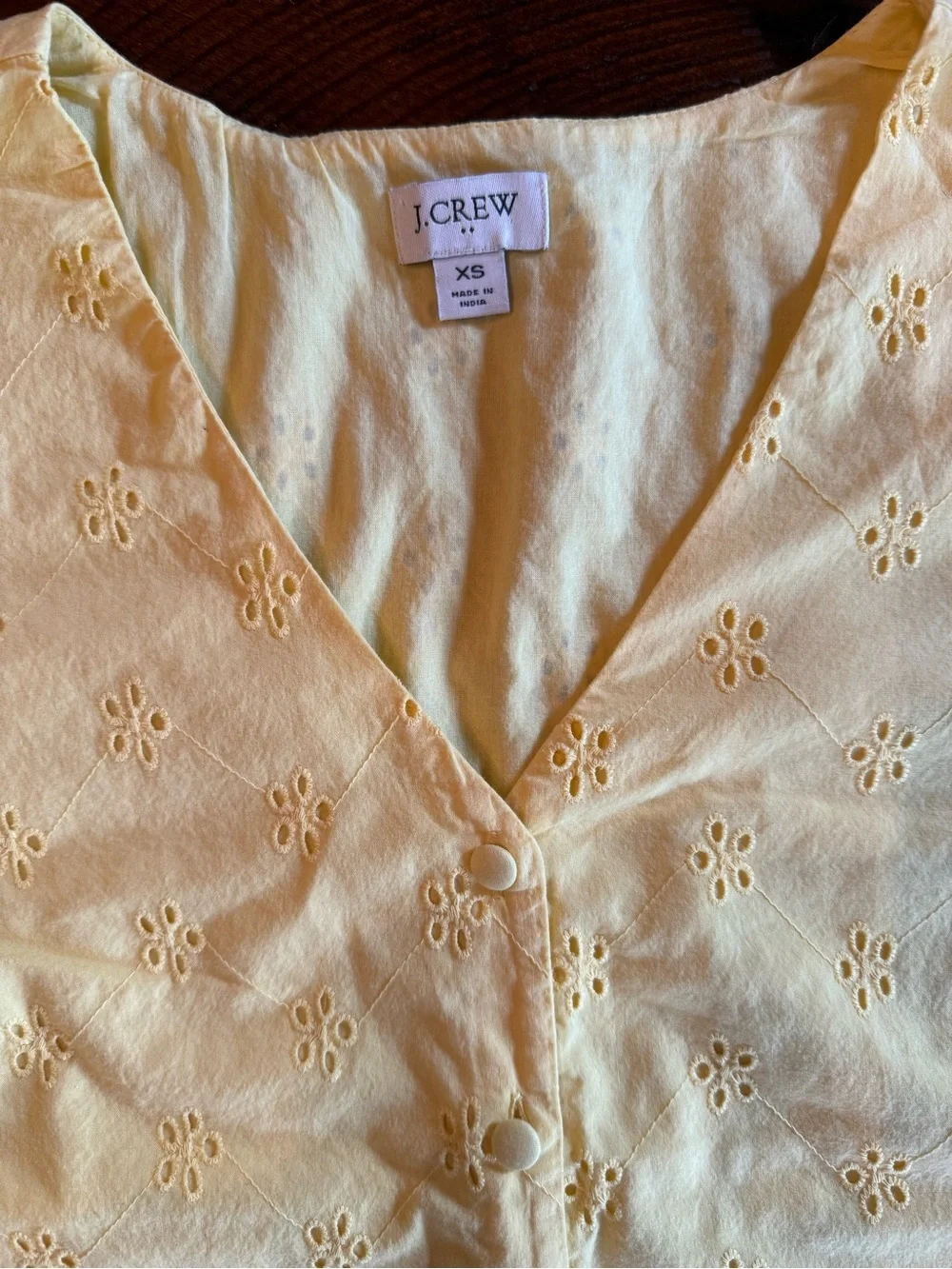 J. Crew Eyelet Button-Front Puff Sleeve Top